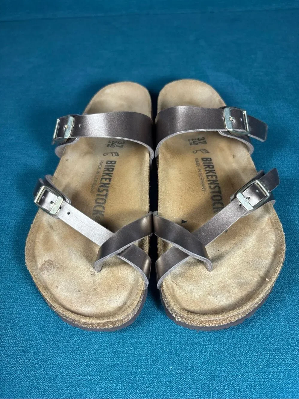 Birkenstock Mayari Sandals Womens Size 37/6-6.5US/ Metallic Bronze Pewter